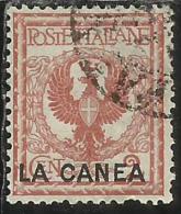 LA CANEA 1905 ITALY OVERPRINTED SOPRASTAMPATO D´ITALIA  2 CENT. USATO USED OBLITERE´ - La Canea