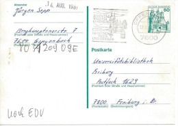 Germany (BRD) 1979 Postkarte (o)  Mi.P126  (Offenburg-Freiburg 12.8.81) - Postcards - Used