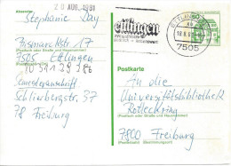 Germany (BRD) 1980 Postkarte (o)  Mi.P131  (Ettlingen-Freiburg 18.8.81) - Cartes Postales - Oblitérées