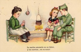 Espagne - Enfants - Couple - Amoureux - Militaire - Cheminée - Femme - C M B - Serie N° 103 - Zsolt