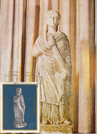 24502- ARCHAEOLOGY, WOMAN STATUE FROM APULUM ROMAN TOWN, MAXIMUM CARD, OBLIT FDC, 1974, ROMANIA - Archäologie