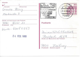 Germany (BRD) 1981 Postkarte (o)  Mi.P135 II  (Buhl-Freiburg  22.2.89) - Cartes Postales - Oblitérées