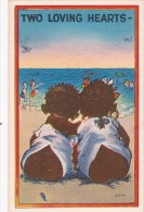 Black Americana Children On Beach Two Loving Hearts - Black Americana