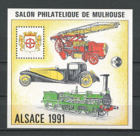 SUPERBE BLOC CNEP N° 13 ** MULHOUSE 1991 TIRAGE LIMITE  NEUF = MNH Cote 14 € Voiture Trains Locomotives Camion Pompier - CNEP