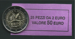 ITALIA 2015 - ROLL 2 EURO COMMEMORATIVO EXPO  ORIGINALE ZECCA - DATA VISIBILE - FDC - Rouleaux