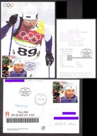 Olympic Estonia 2006 2 Stamps Maxicard Mi 549 BL 26 Olympic Winner Andrus Veerpalu Gone Post REGISTERED - Hiver 2006: Torino