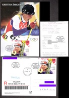 Olympic Estonia 2006 2 Stamps Maxicard Mi 550 BL 26 Olympic Winner Kristina Smigun Gone Post REGISTERED - Winter 2006: Torino