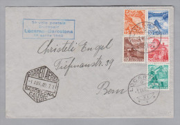 Schweiz Flugpost 1940-04-01 Locarno 1. Flug Locarno-Barcelona Brief Nach Bern - Eerste Vluchten