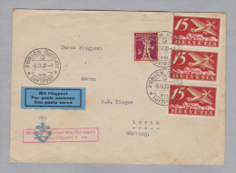 Schweiz Flugpost 1930-09-05 Zürich Flugplatz Brief Nach Lorch D - First Flight Covers