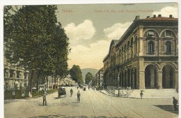 CARTOLINA - VIAGGIATA  - TORINO - CORSO VITTORIO EMANUELE E STAZIONE FERROVIARIA - ANIMATA - Stazione Porta Nuova