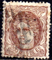 SPAIN 1870 Queen Isabella - 200m - Brown  FU - Gebruikt