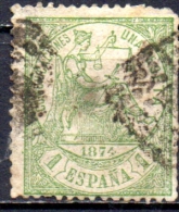 SPAIN 1874 Allegorical Figure Of Justice  -1p  - Green  FU SLIGHT THIN CHEAP PRICE - Usati