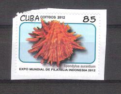 Cuba 2012- Exposición Filatélica Mundial En Indonesia-Caracola Marina-1 Sello Usado Con Fragmento - Used Stamps