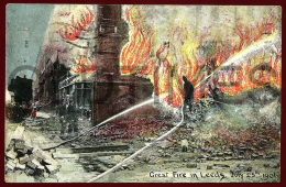 LEEDS - GREAT FIRE - JULY 25TH 1906 - 1910 PC - Leeds