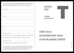 B4-02P- Carte Réponse CIBA Vision - Cards/T Return Covers