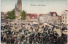 WISMAR Marktplatz Color Markt Treiben Bahnpost LUDWIGSLUST Gelaufen 10.7.1902 - Wismar