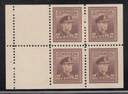 Canada MH Scott #250a Booklet Pane Of 4 Plus 2 Tabs 2c George VI War Issue - Paginas De Cuadernillos