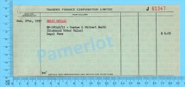 Richmond P. Quebec 1955 ( Legal Fees, D. & D. Motor Sales  Richmond Que., $6 , Talon De Cheque )   2 Scans - Chèques & Chèques De Voyage