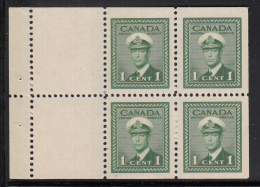 Canada MH Scott #249a Booklet Pane Of 4 Plus 2 Tabs 1c George VI War Issue - Volledige Velletjes