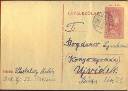 HUNGARY - SERBIA - VOJVODINA - OCCUPATION CARD  WW II - OES UJ SZIVAC  SIVAC  To UJVIDEK - 1942 - Briefe U. Dokumente