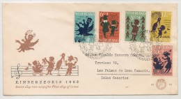 NEDERLAND - 1963 Yvert # 782/6 Surtax Set On FDC Circulated To Islas Canarias - SPAIN - Cartas & Documentos