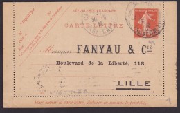 France Entier 10c Semeuse Repiquage Fanyau  - Oblitéré - TB - Letter Cards