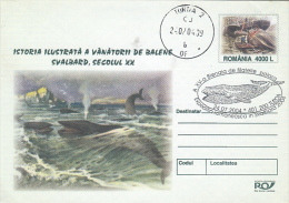 WHALE HUNTING HISTORY, COVER STATIONERY, ENTIER POSTAL, 2004, ROMANIA - Baleines