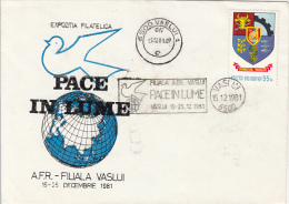 WORLD PEACE PHILATELIC EXHIBITION, SPECIAL COVER, 1981, ROMANIA - Storia Postale