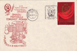 COMMUNIST PARTY PHILATELIC EXHIBITION, SPECIAL COVER, 1981, ROMANIA - Covers & Documents