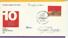 JUGOSLAVIA PRIMER VUELO BEOGRAD MUNCHEN 1977 - Storia Postale