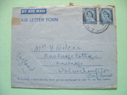 New Zealand 1956 Aerogram To England - Queen Elizabeth II - Lettres & Documents