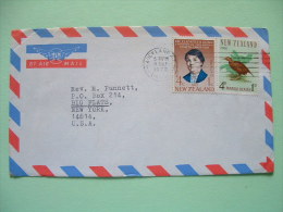 New Zealand 1970 Cover To USA - Bird And Fern - Health Stamp - Dr. Elizabeth Gunn - Children Health Camp - Briefe U. Dokumente