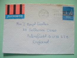 New Zealand 1990 Cover To England - Sailing Ships Takapuna Beach (Scott 996 = 2.4 $) - Fast Mail Label - Brieven En Documenten