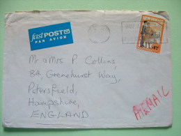 New Zealand 1992 Cover To England - Arrival At Air Age - Plane (Scott 1138 = 2.25 $) - Fast Post Label - Lettres & Documents