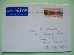 New Zealand 1998 Cover To England - Autumn Mt. Cook - Puriri Flower (Scott 1208 = 2.25 $) - Air Mail Label - Storia Postale