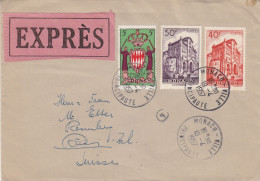 Cathédrale - Armoiries - Monaco - Lettre Exprès De 1957 - Oblitération Monaco Ville - Exp Vers La Suisse - Rüti - Covers & Documents