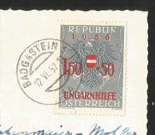 BAD GASTEIN Thermalbad Salzburg Briefmarke Ungarnhilfe 1957 - Bad Gastein