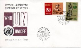 CHYPRE. N°302-3 De 1968 Sur Enveloppe 1er Jour. OMS/UNICEF. - OMS