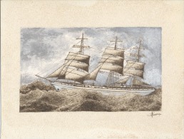 DESSIN  -  LITOGRAPHIE  -  BATEAU   -  Réalisation Signée - Schiffe