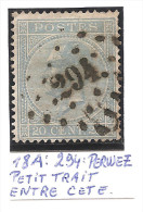 N° 18A Oblitération LP 294 Perwez. - 1865-1866 Profil Gauche