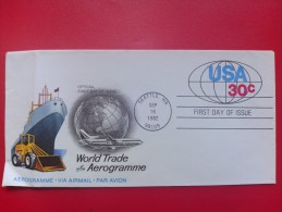 1982 USA - Pre-stamped Aerogramme - "World Trade / Made In The USA" - Artcraft FDC - 1981-00