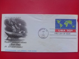 1983 USA - Pre-stamped Aerogramme - World Communications Year - Artcraft FDC - 1981-00