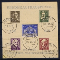 SBZ  Thuringen Block 3 Ba  Used FDC CAncel 27-3-1946 CV 2600 Euro Has A Fold - Afgestempeld