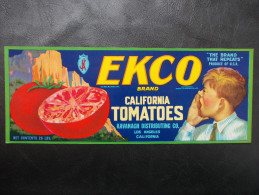 USA - Ancienne étiquette De Caisse De Fruits Et Légumes - (tomates) - Fruits & Vegetables