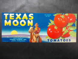 USA - Ancienne étiquette De Caisse De Fruits Et Légumes - (tomates) (cowboy) - Fruit En Groenten