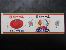 USA - Ancienne étiquette De Boite De Tomates - (indien) - Fruits Et Légumes