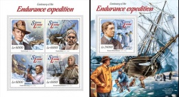 Sierra Leone 2015, South Pole Expedition Endurance, Pinguins, Ships, 4val In BF +BF - Polar Explorers & Famous People