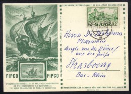 SARRE - SAAR / 1954 CARTE POSTALE ILLUSTREE POUR STRASBOURG (ref 6821) - Brieven En Documenten