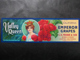 USA - Ancienne étiquette De Caisse De Fruits Et Légumes - (raisins) (reine) - Frutas Y Legumbres