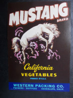 USA - Ancienne étiquette De Caisse De Fruits Et Légumes - (Cheval. Mustang) - Fruits & Vegetables